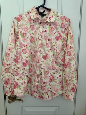 Brooks Brothers Pink Floral Button-Down Shirt on White